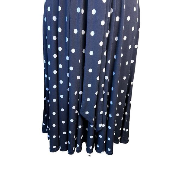 Christopher & Banks Blue Polka Dot A Line Dress Size 8 Belted Sheath Business - Picture 6 of 11